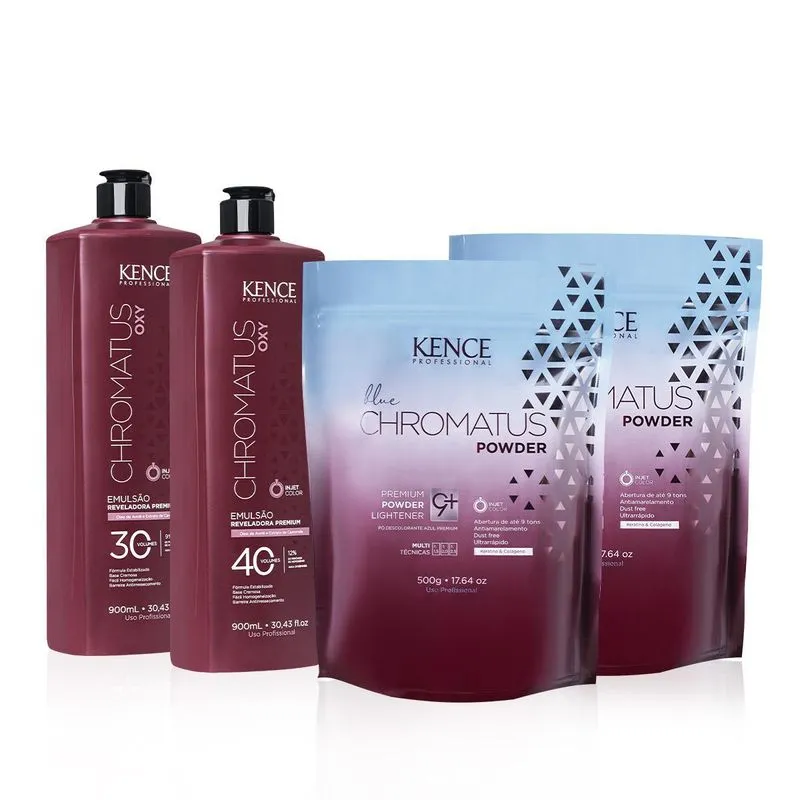 Kit Super Blond 2 Pó Descolorante + 2 Emulsão Oxidante Kence