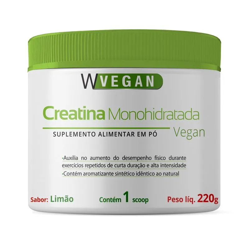 Creatina 220g Sabor Limão 220 gramas WVegan Vegano