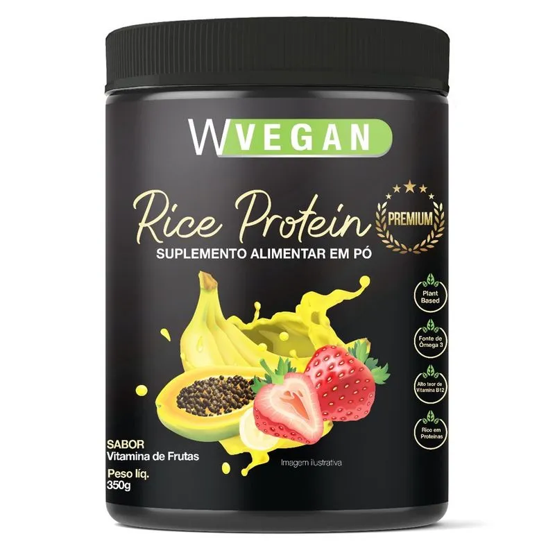 Rice Protein Premium 350g Sabor Vitamina de Frutas Vegano WVegan dha vegetal