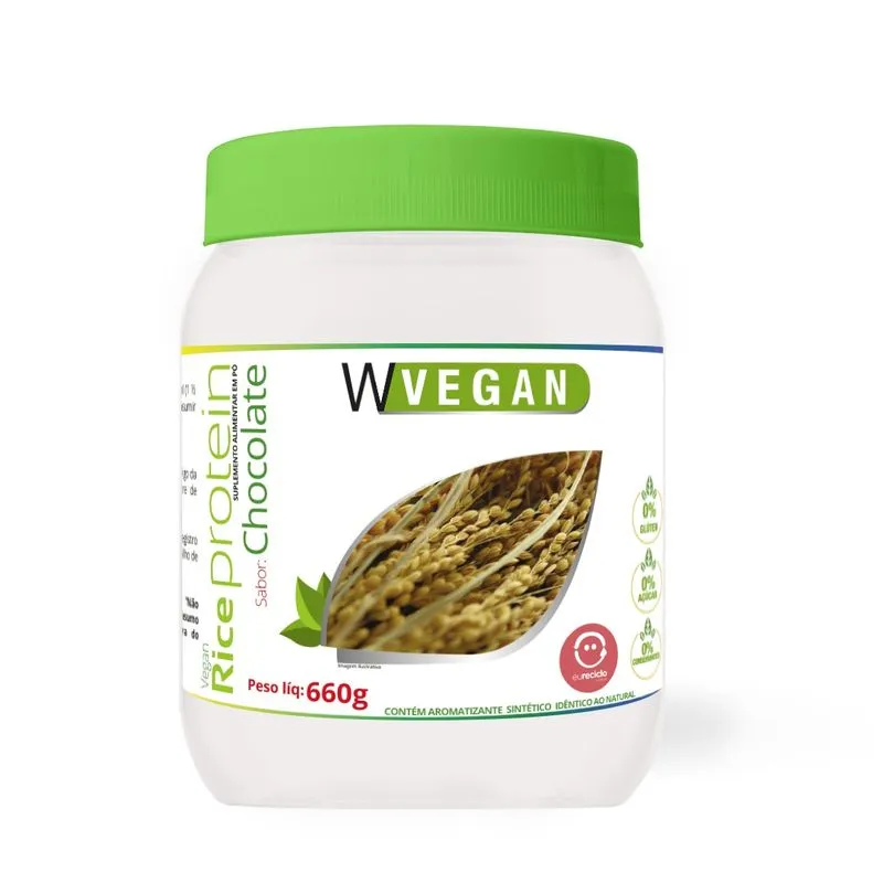Rice Protein 660g Sabor Chocolate WVegan Vegano Proteina de Arroz