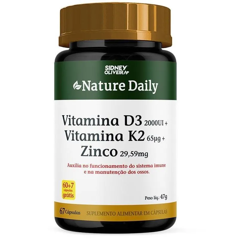 Vitamina K2 + D3 + Zinco 60 Capsulas Nature Daily