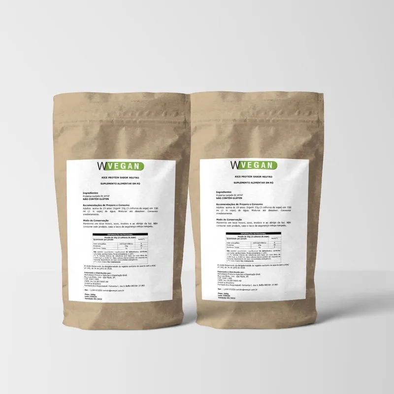 A Rice Protein 1kg Sem Sabor Neutro 1 Kilo Quilo WVegan Proteina de Arroz