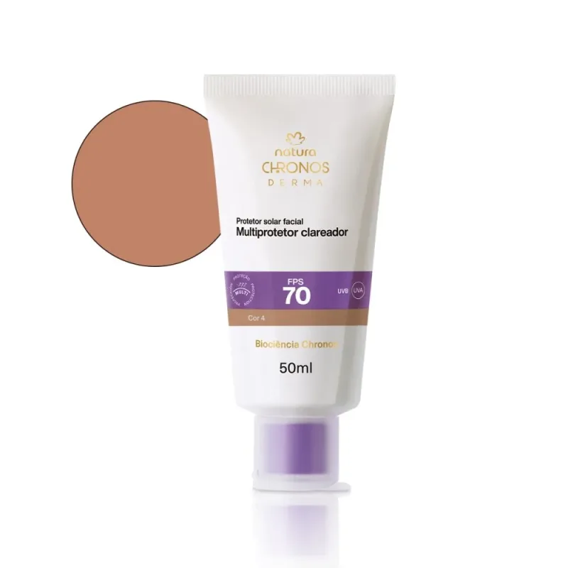 Protetor Solar Facial Multiprotetor Clareador FPS 70 Chronos Derma 50 ml - Cor: 4