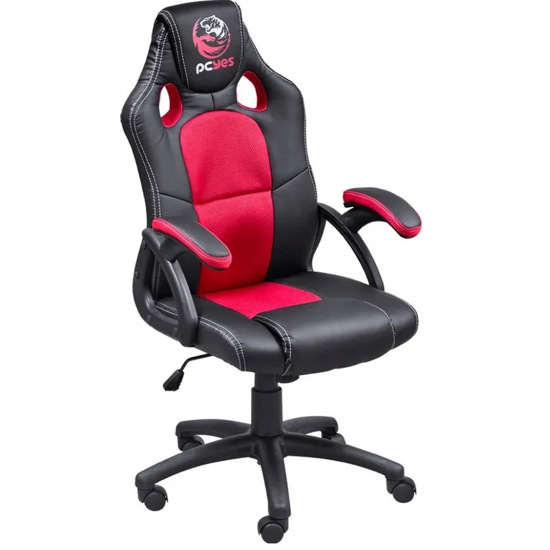 Cadeira Gamer PCYes Mad Racer V6 - MADV6VM (Preto/Vermelho, até 120kg, encosto e braços fixos) - 27369