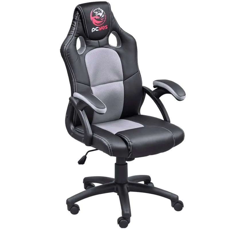 Cadeira Gamer PCYes Mad Racer V6 - MADV6CZ (Preto/Cinza, até 120kg, encosto e braços fixos) - 27370