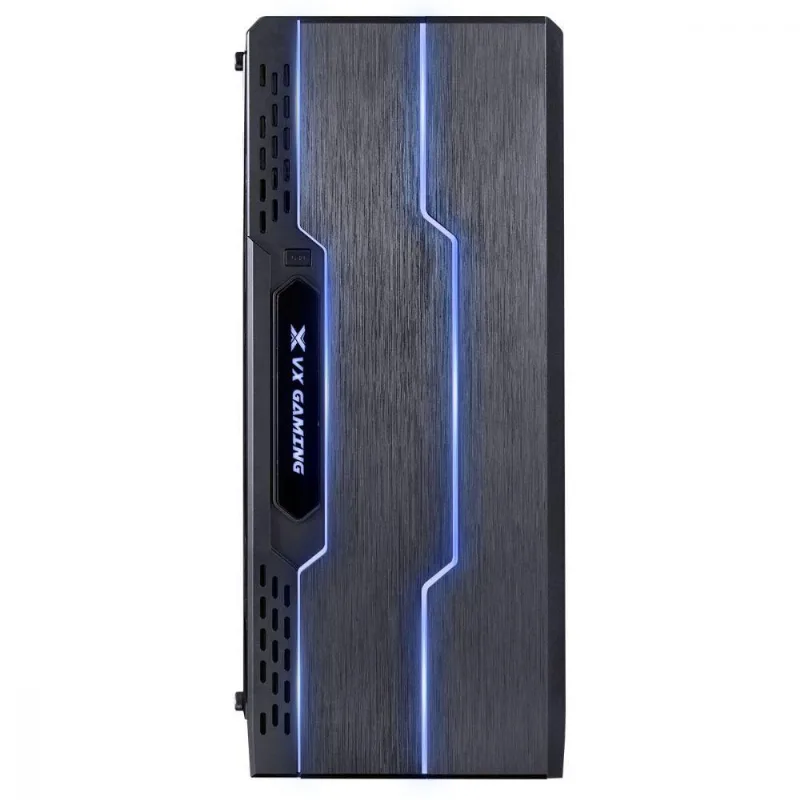 Gabinete Gamer Vx Gaming Tron Com Lateral Acrílica Preto Fita De Led Frontal 7 Cores