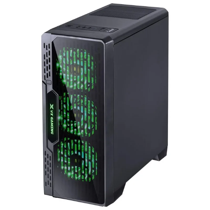 Gabinete Gamer Vx Gaming Lumia Com Lateral Acrilica Preto 3 X Fan Frontal Rgb E Cover De Fonte