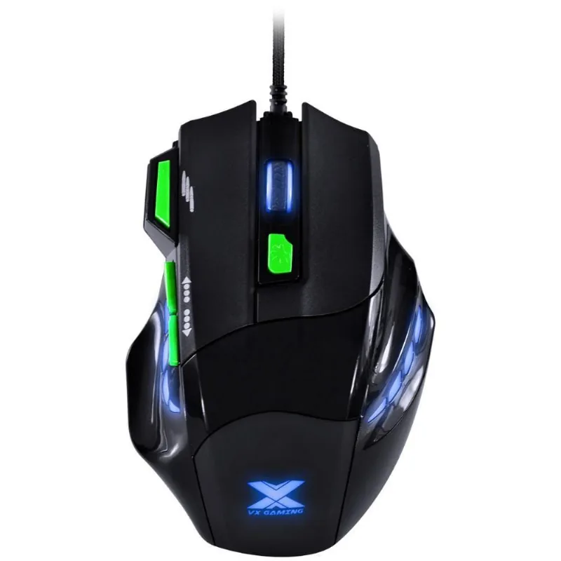 Mouse Gamer Vx Gaming Black Widow 2400 Dpi Preto Verde Usb