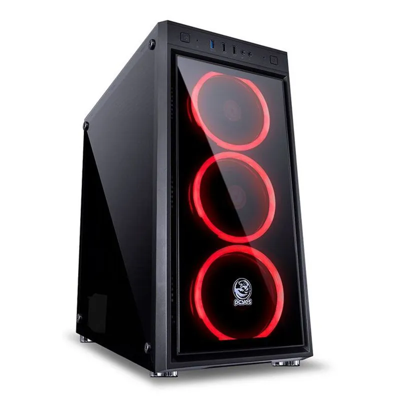 Gabinete ATX - PCYES - Preto/Vermelho - Jupiter - JUPPTVM3FCV - 29362