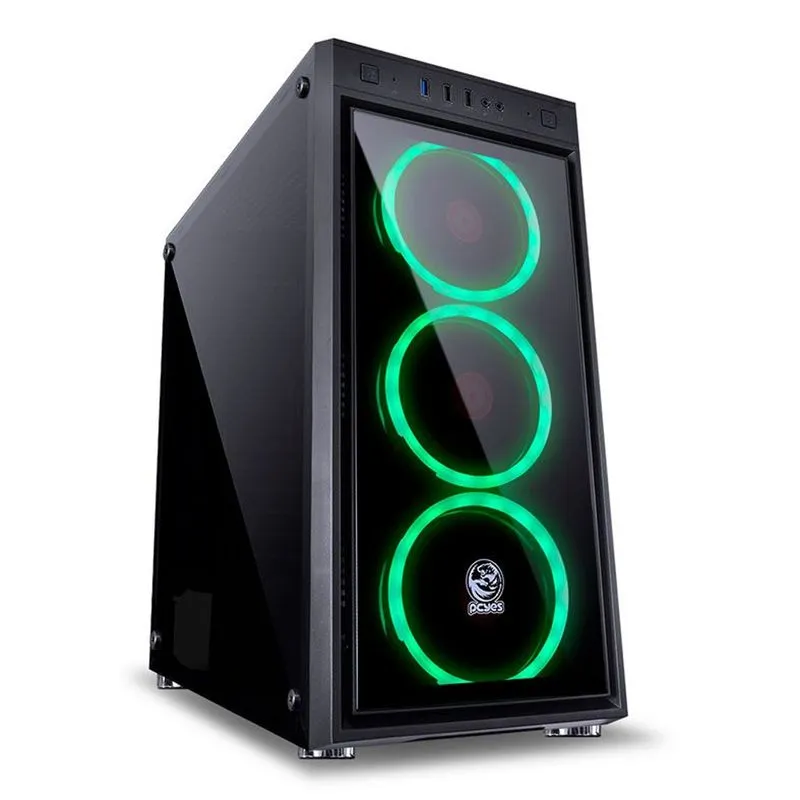 Gabinete ATX - PCYES - Preto/Verde - Jupiter - JUPPTVD3FCV - 29367