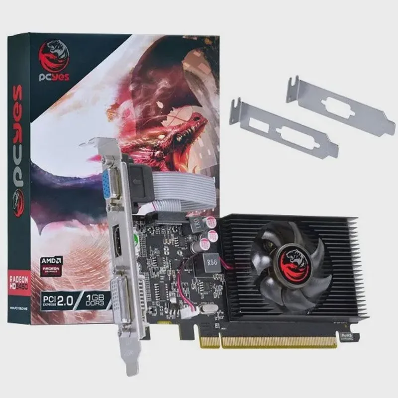 Placa de Video amd Radeon HD 5450 1GB DDR3 64 bits com kit low Profile PJ54506401D3LP pcyes 30155