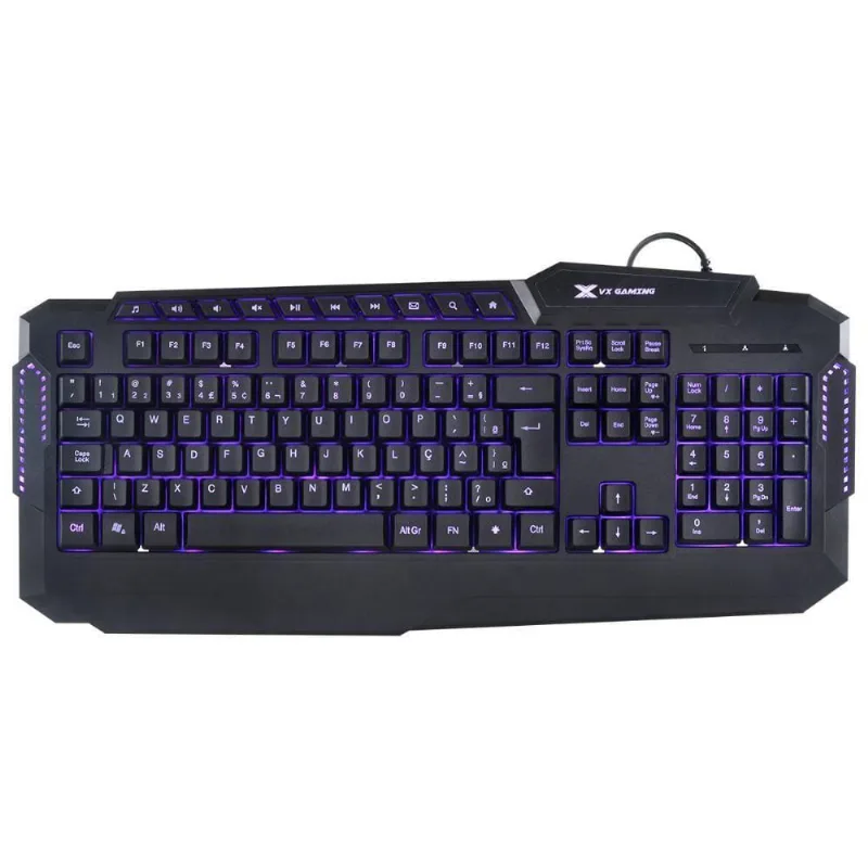 Teclado Usb Gamer Vx Gaming Hercules Com Multimidia Led 3 Co