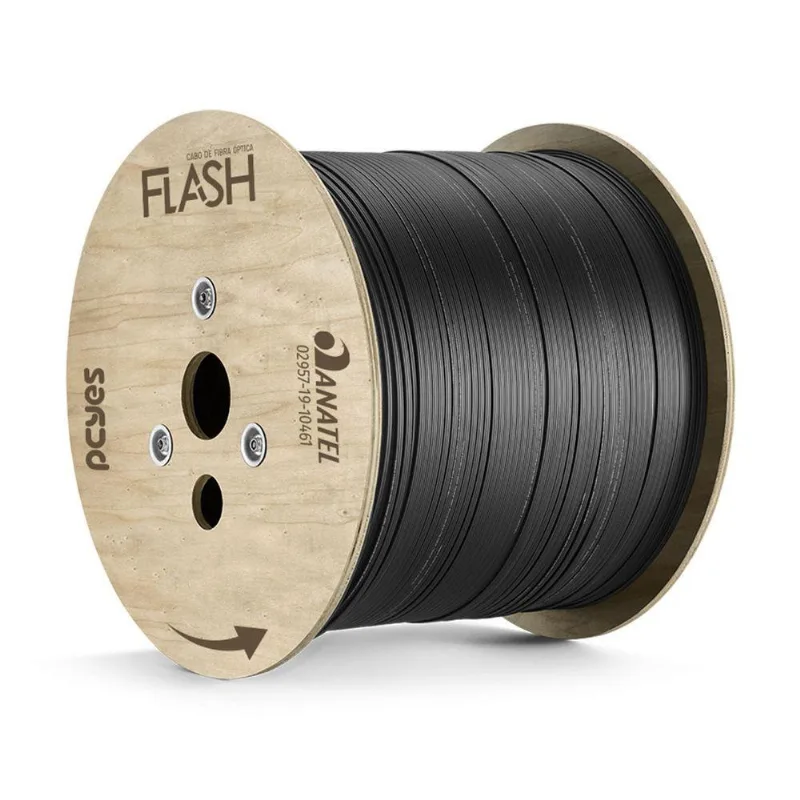 Cabo Fibra Óptica 1Fo Bobina Com 1 Km Drop Flat Preto - Pn1Folfsh01 Flash