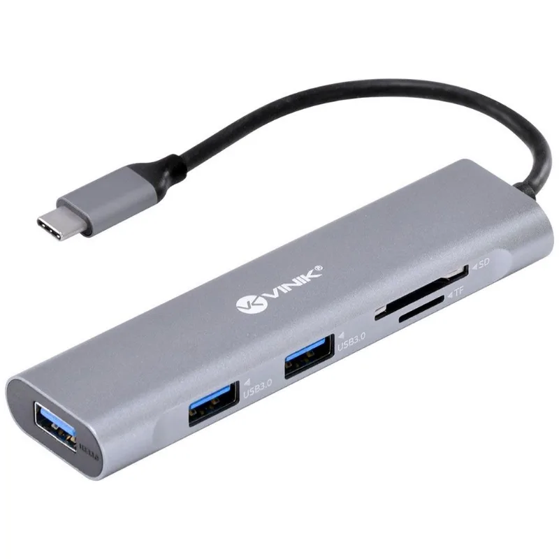 HUB USB Tipo C Para 3 USB 3.0 + Leitor de Cartão HC-1 - 32808