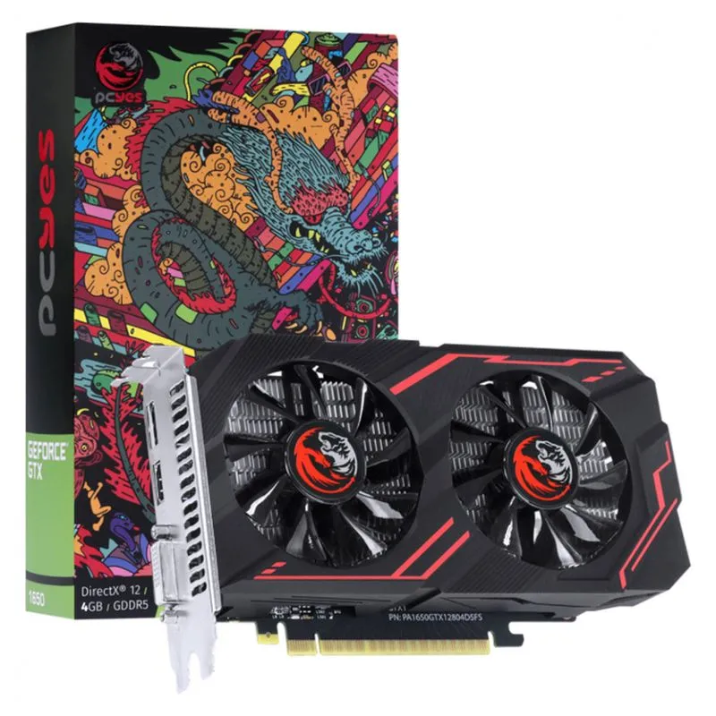 Placa de vídeo - NVIDIA GeForce GTX 1650 (4GB / PCI-E) - PCYes - PA1650GTX12804D5FS
