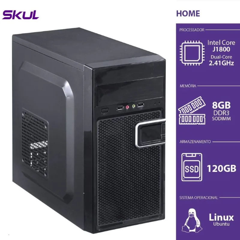 Computador Home H100 - Celeron Dual Core J1800 2.41GHZ 8GB DDR3 Sodimm ssd 120GB hdmi/vga Fonte 200W