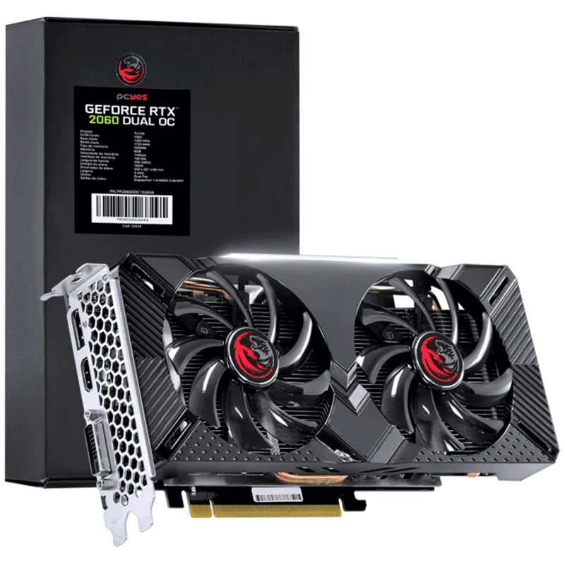Placa de vídeo - NVIDIA GeForce RTX 2060 (6GB / PCI-E) - PCYES - PP2060DOC1926G6