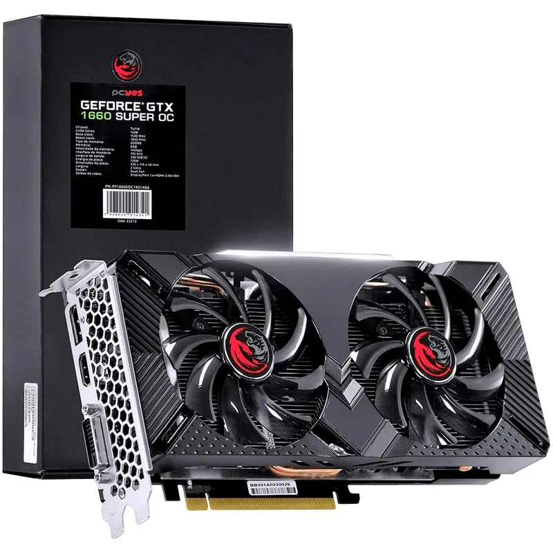 Placa de Video PCYES NVIDIA Geforce GTX 1660 SUPER PP1660SOC19214G6 6GB GDDR6 192 BITS HDMI DISPLAY PORT DVI