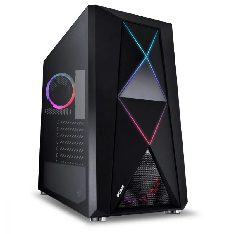 Gabinete Mid-tower Dimension Preto Com Led E Fan Traseiro Rgb - Lateral Em Vidro Temperado