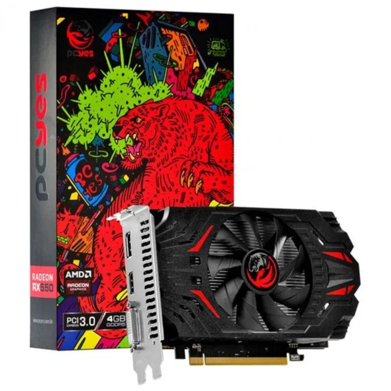 Placa de vídeo - AMD Radeon RX 550 (4GB / PCI-E) - PCYes GRAFFITI SERIES - PJRX550R5SF