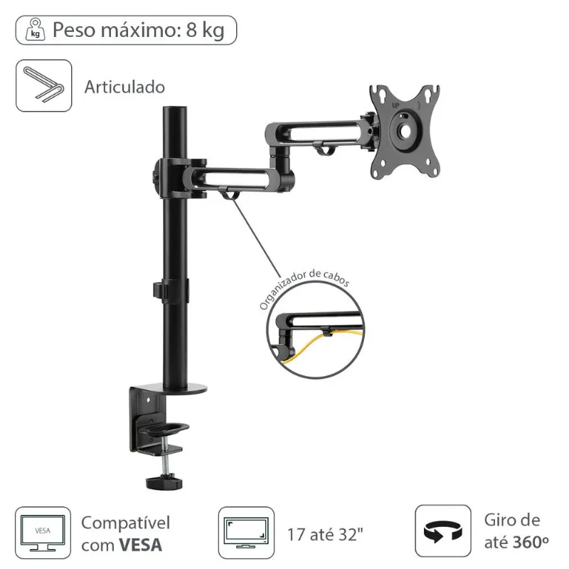 Suporte Articulado Monitor Vinik 17 a 32 Rotacao 360