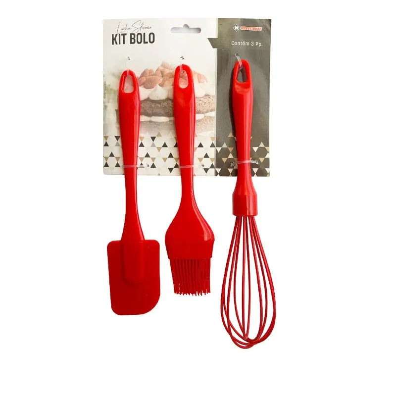 Kit Bolo Pincel, Espátula E Fuê Em Silicone