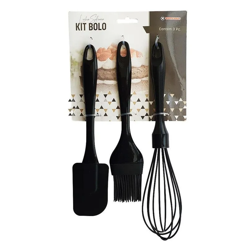 Kit Bolo Pincel, Espátula E Fuê Em Silicone