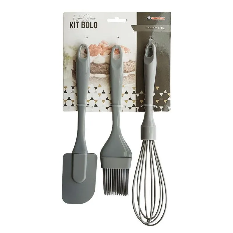 Kit Bolo Pincel, Espátula E Fuê Em Silicone