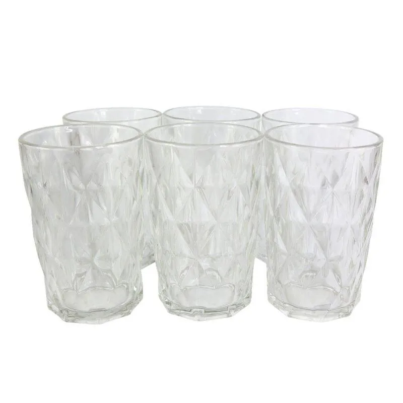 Conjunto 6 Copos De Vidro Diamante 370ml