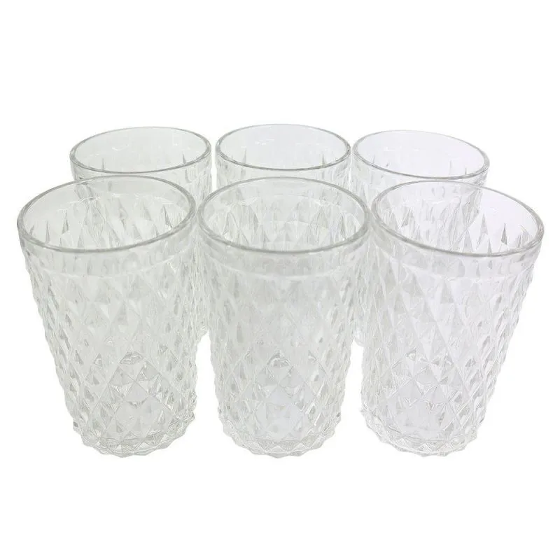 Conjunto 6 Copos De Vidro Bico De Jaca 370ml