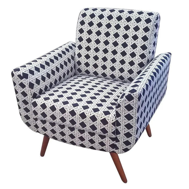 Poltrona Decorativa Turim Pés Palito Azul Marinho Konfort