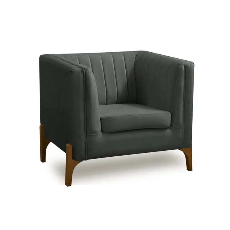 Poltrona Lia Veludo Cinza Escuro 7029