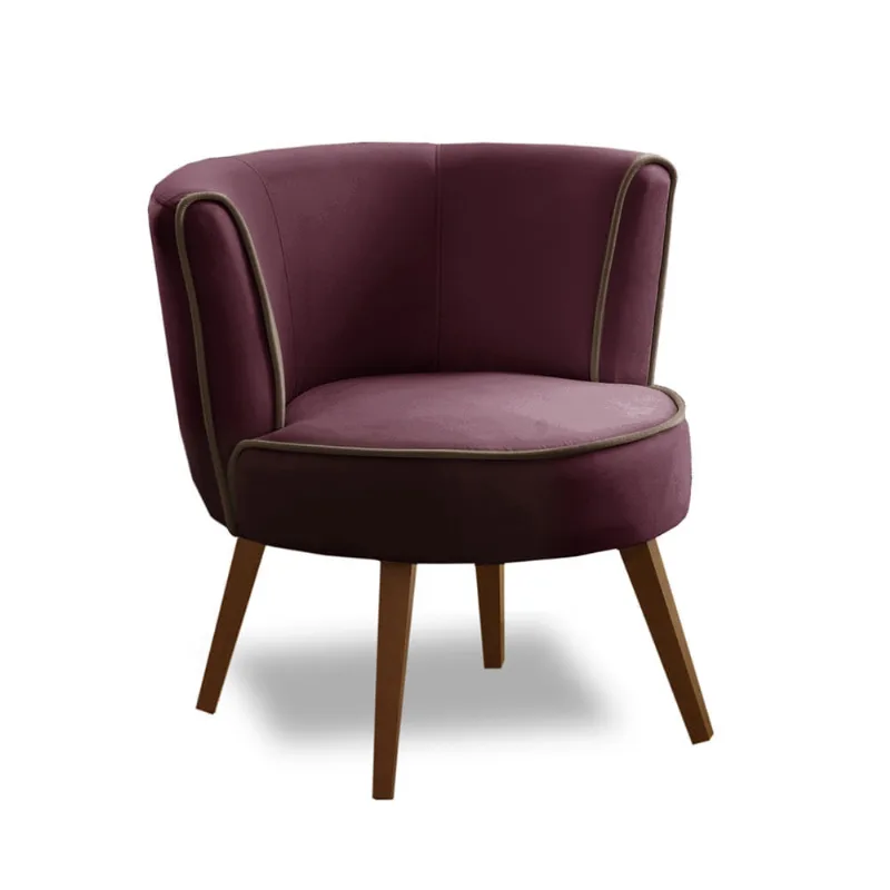 Poltrona Luana Veludo Roxo 7055 Vivo Cappuccino 2034