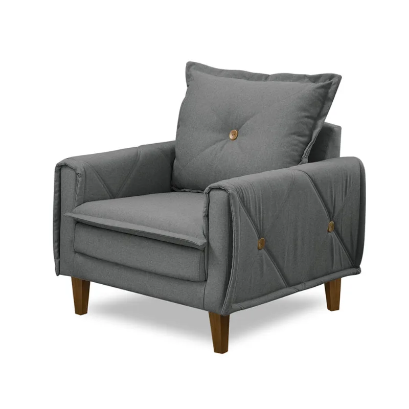 Poltrona Monique Linho Cinza Claro 1040