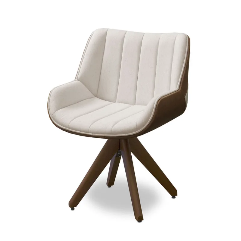 Poltrona Albertina B. Castanho Linho Bege 1041 Courino Capuccino 7039
