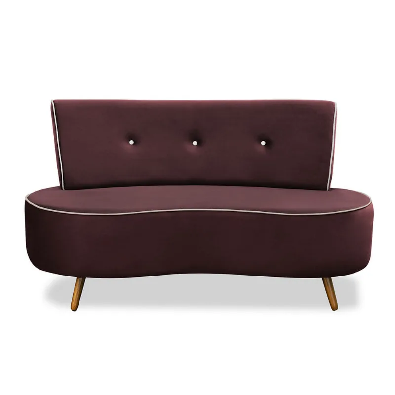 Sofá Messapi Veludo Bordo Suede Bege 1,35m