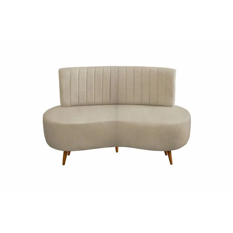 Sofa Living 2 Lugares Qatar 160cm Chenile Bege Claro 7217 Pe Palito Konfort