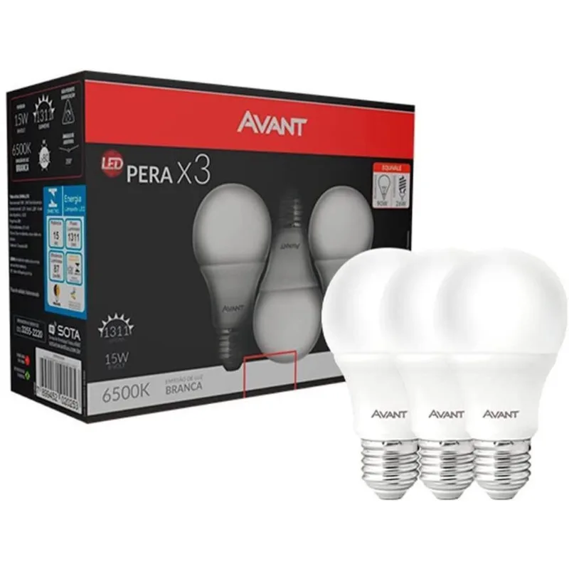 Pack 3 Led Bulbo 15W 6500K Biv 1300Lm Avant