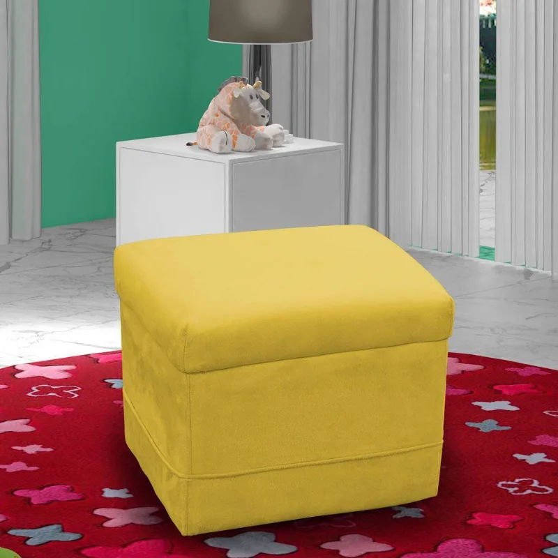 Puff Decorativo Carinho Veludo Light Amarelo