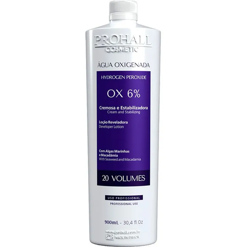 Prohall Cosmetic - Água Oxigenada Cremosa OX 6% 20 Volumes 900ml