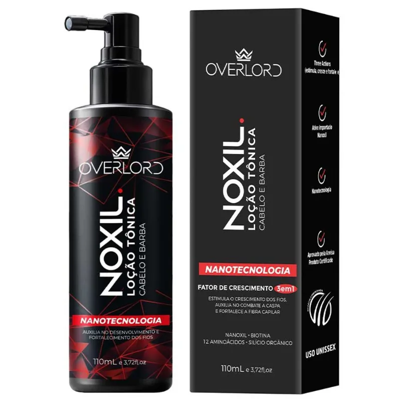 Noxil Loção Tônica Para Crescer Barba E Cabelo Nanotecnologia 110ml Overlord