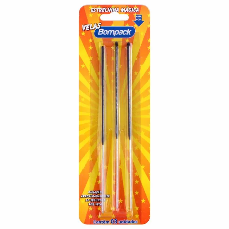 Vela Bompack Estrelinha Mágica Com 3 Unidades