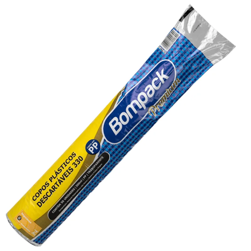 Copo Liso BOMPACK Plástico Transparente 300ml com 50 Unidades