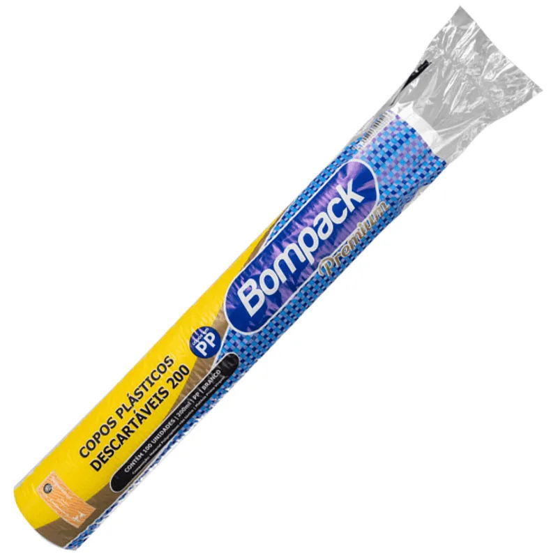 Copo BOMPACK Plástico Branco 200ml com 100 Unidades Copo BOMPACK Plástico 200ml com 100 Unidades