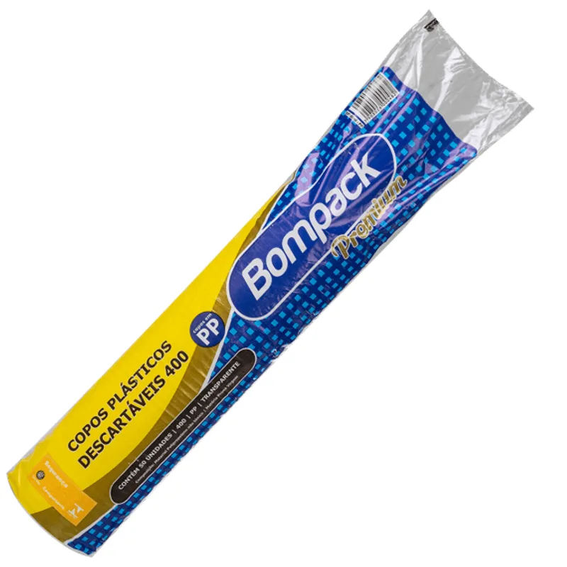 Copo BOMPACK Transparente Plástico 400ml com 50 Unidades