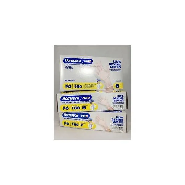 Caixa de Luva de Vinil Tam P Bompack 100un