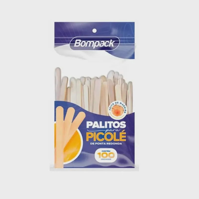 Palito De Picole Ponta Redonda C/100 Bompack