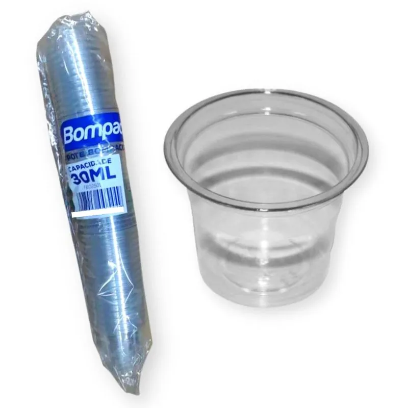 Pote Molheira Pet Transparente Hiper Resistente TB02501 1oz Bompack - 30ml - pct 50 Unidades