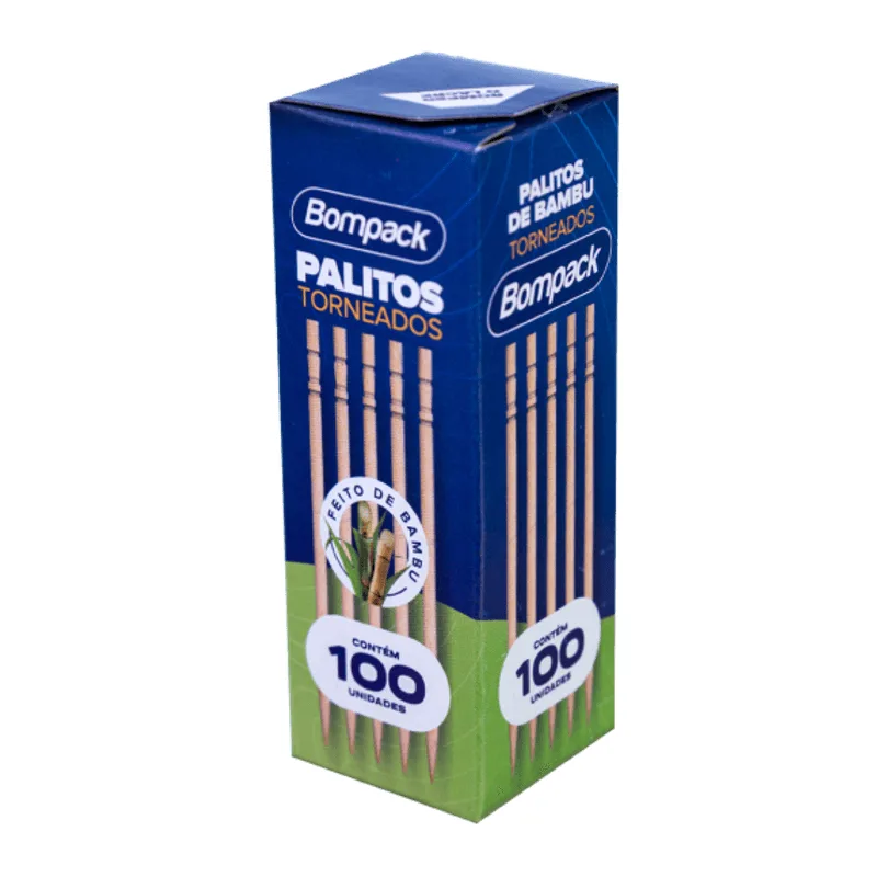 Palito de Dente BOMPACK Torneado com 100 unidades