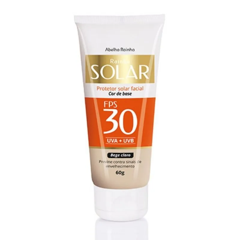 Protetor Solar Facial Cor Base Claro FPS 30 Rainha Solar